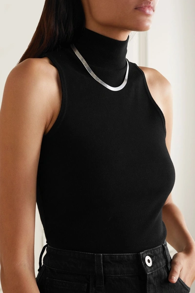 Shop Re/done 60s Ribbed Stretch-cotton Jersey Turtleneck Thong Bodysuit In Black