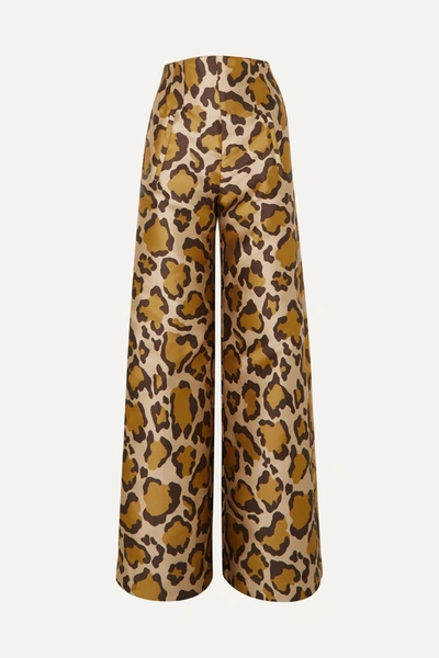 Shop Anna Mason Bay Leopard-jacquard Wide-leg Pants In Leopard Print