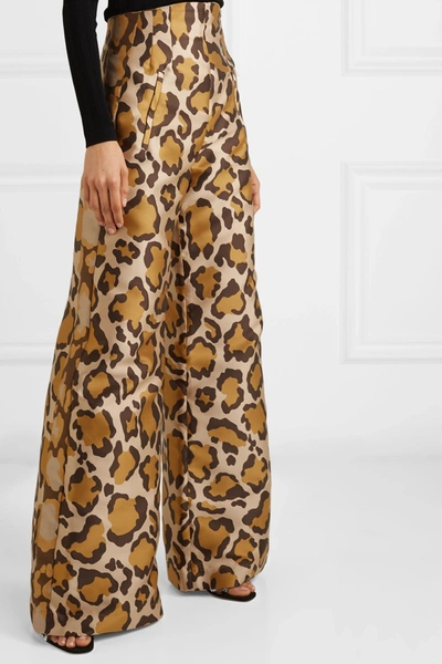 Shop Anna Mason Bay Leopard-jacquard Wide-leg Pants In Leopard Print