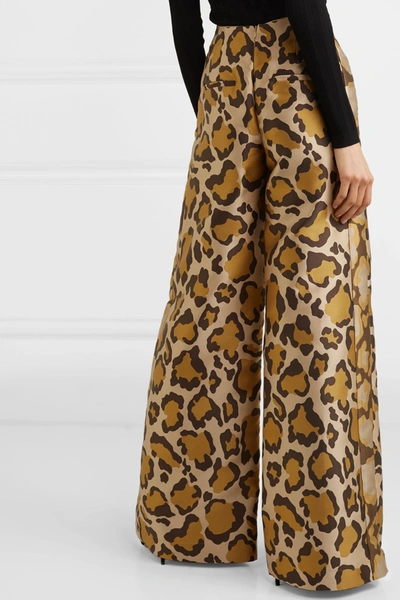 Shop Anna Mason Bay Leopard-jacquard Wide-leg Pants In Leopard Print