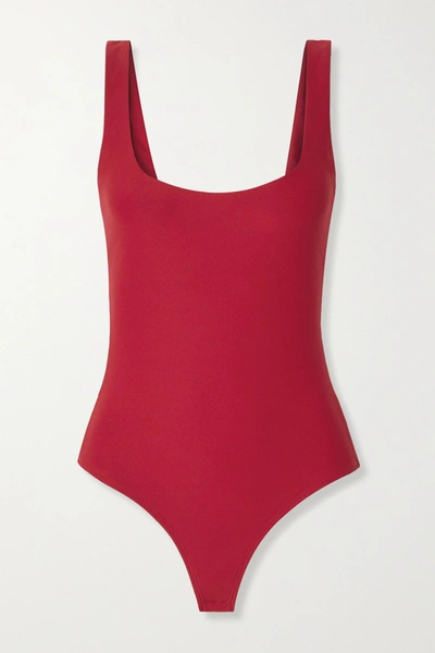 Shop Alix Nyc Mott Stretch-jersey Thong Bodysuit In Red