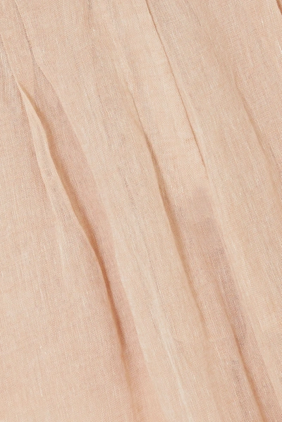 Le Kasha Sohag Linen Wide-leg Pants In Peach