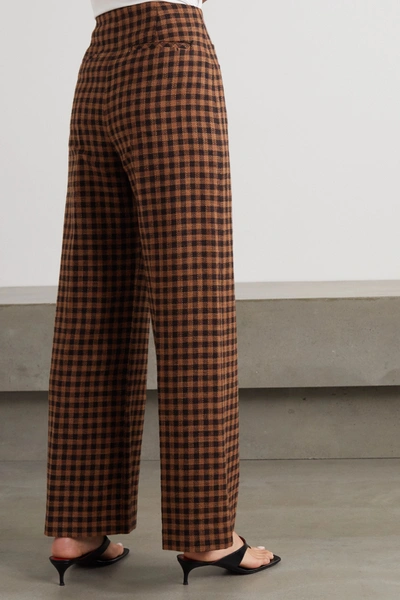 Shop Rejina Pyo Lexi Checked Wool And Cotton-blend Wide-leg Pants In Brown