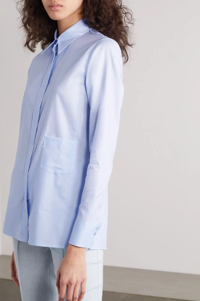 Shop Akris Cotton-poplin Shirt In Blue