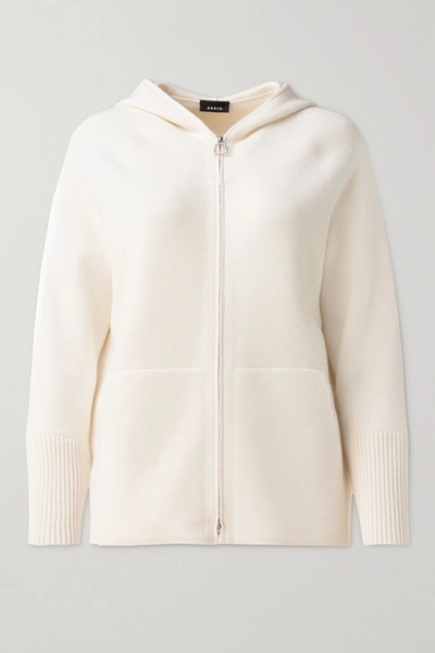 Shop Akris Hooded Cashmere Cardigan In Ivory