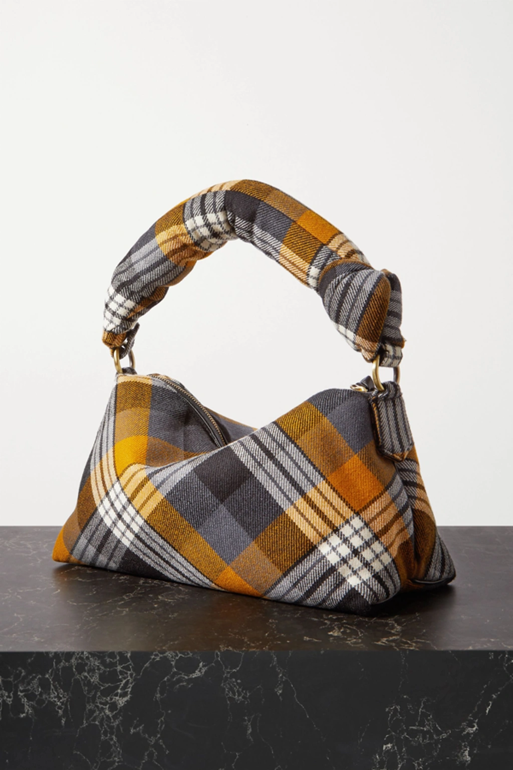Dries Van Noten Pillow Medium Tartan Wool blend Flannel Tote In Black ModeSens