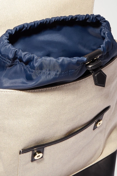 Shop Paravel Upland Leather-trimmed Canvas Backpack In Black