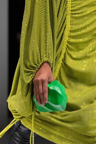 Shop Bottega Veneta The Whirl Leather Clutch In Green