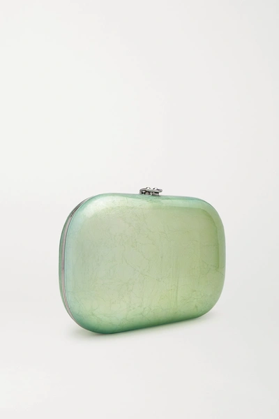Shop Jeffrey Levinson Elina Plus Textured Silver And Enamel-plated Chrome Clutch In Mint