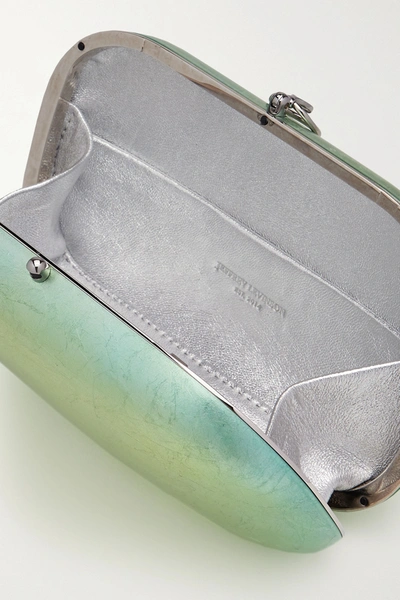 Shop Jeffrey Levinson Elina Plus Textured Silver And Enamel-plated Chrome Clutch In Mint