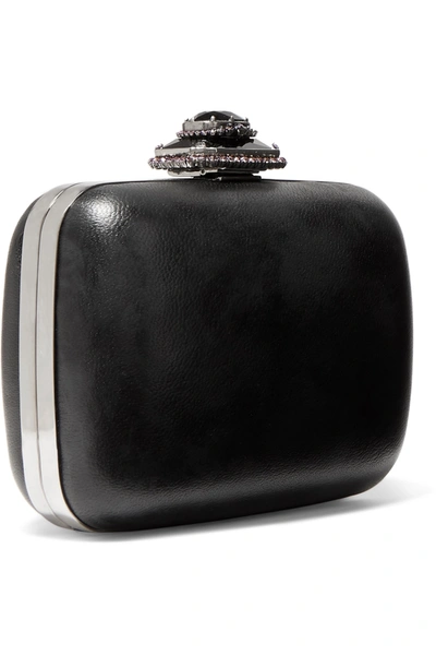 Shop Alexander Mcqueen Crystal-embellished Leather Shoulder Bag In Black