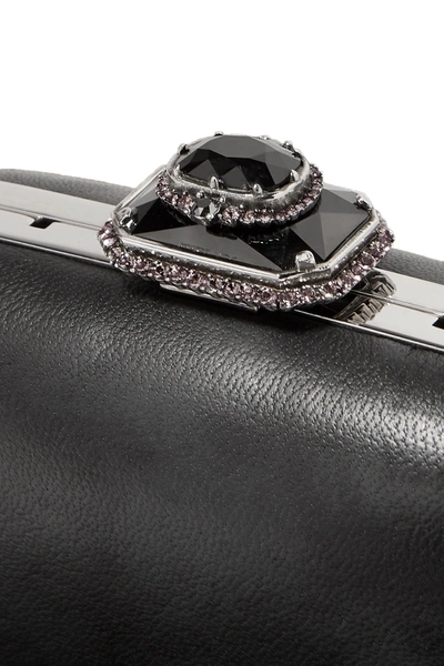 Shop Alexander Mcqueen Crystal-embellished Leather Shoulder Bag In Black