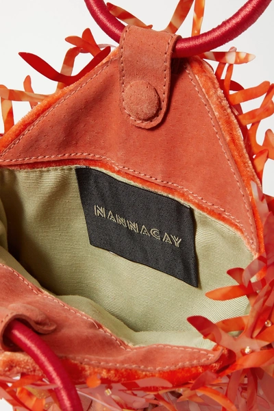 Shop Nannacay + Net Sustain Mia Paillette-embellished Velvet And Suede Tote In Orange