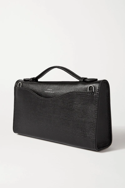 Shop Anya Hindmarch Postbox Lizard-effect Leather Tote In Black