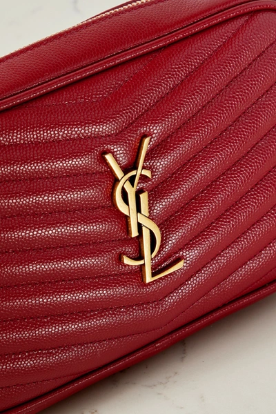 Shop Saint Laurent Lou Mini Textured-leather Shoulder Bag In Red