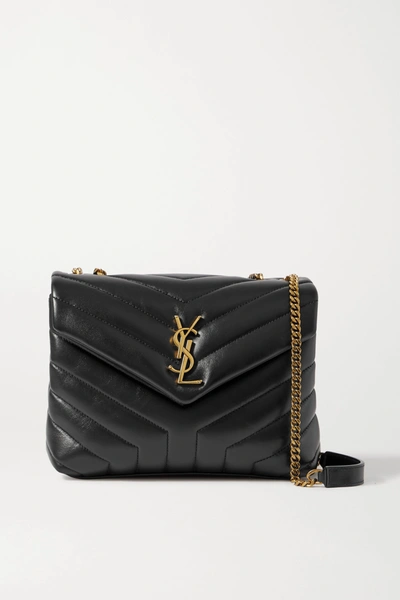 Shop Saint Laurent Loulou Small Quilted Leather Shoulder Bag In Black