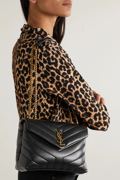 Saint Laurent Loulou Small Quilted Leather Shoulder Bag In Black