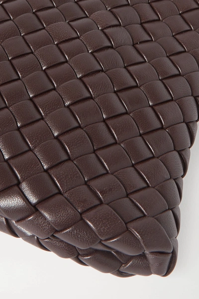 Shop Bottega Veneta The Crisscross Intrecciato Leather Clutch In Dark Brown