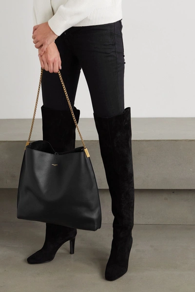 Shop Saint Laurent Suzanne Medium Leather Shoulder Bag In Black