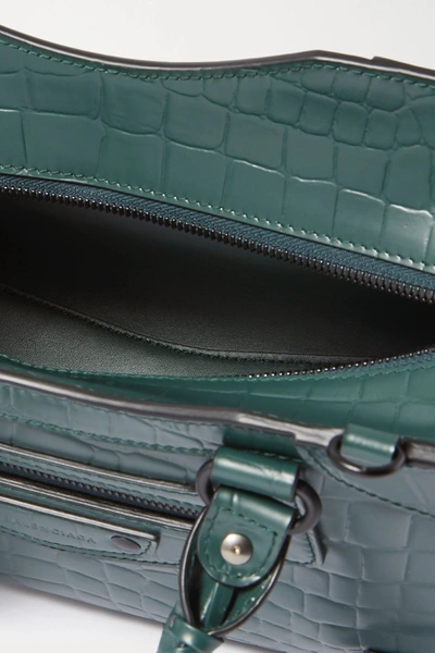 Shop Balenciaga Neo Classic City Small Croc-effect Leather Tote In Green