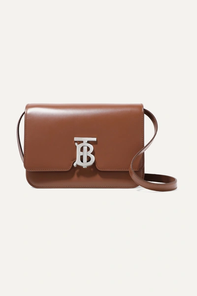 Shop Burberry Small Leather Shoulder Bag In Brown