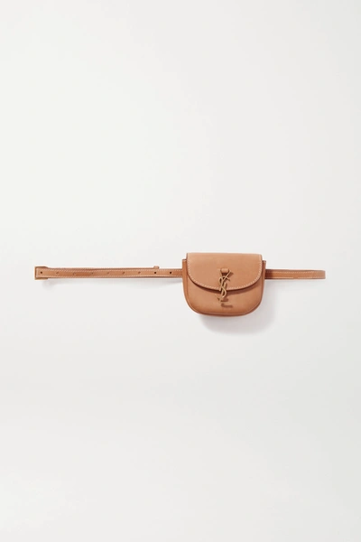 Shop Saint Laurent Kaia Leather Belt Bag In Light Brown