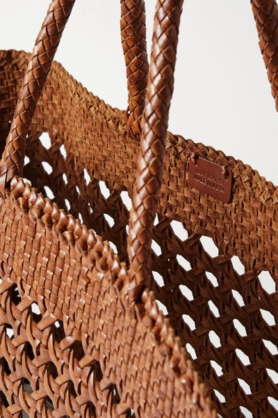 Shop Dragon Diffusion Cannage Max Woven Leather Tote In Tan