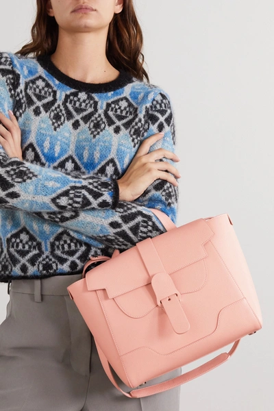 Shop Senreve Midi Maestra Convertible Textured-leather Shoulder Bag In Blush