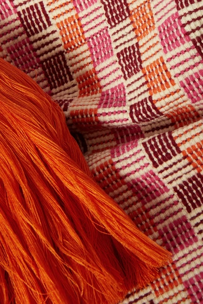 Shop Nannacay Bianca Tasseled Crocheted Cotton-blend Tote In Orange