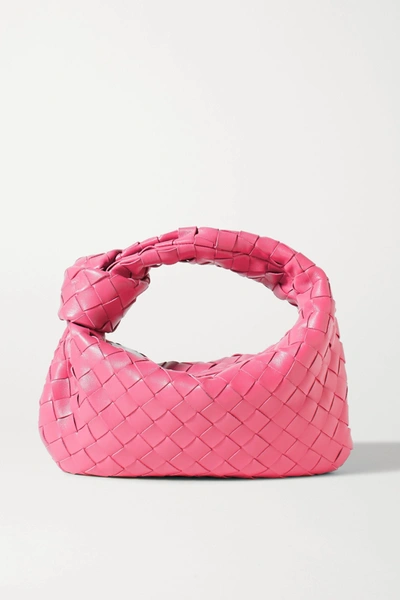 Shop Bottega Veneta Jodie Mini Knotted Intrecciato Leather Tote In Pink