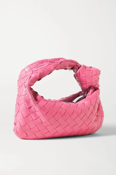 Shop Bottega Veneta Jodie Mini Knotted Intrecciato Leather Tote In Pink