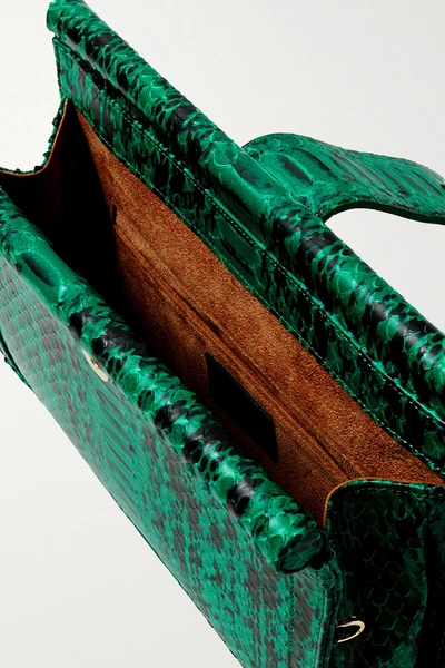 Shop Ximena Kavalekas Megan Snake-effect Leather Clutch In Green