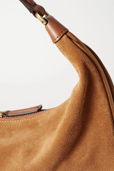 Shop Staud Sasha Small Suede Shoulder Bag In Tan