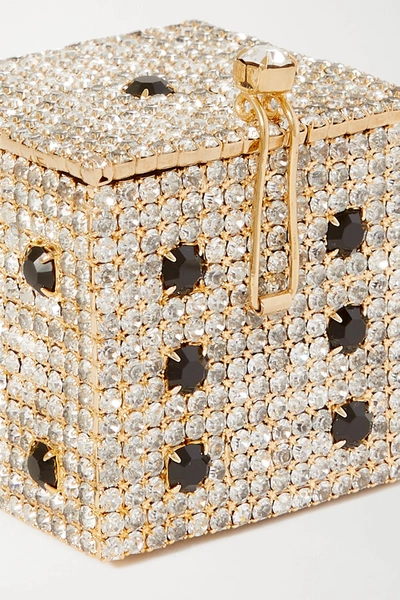 Shop Rosantica Smorfia Micro Crystal-embellished Gold-tone Shoulder Bag In Silver