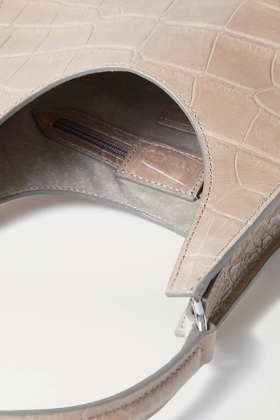 Shop Staud Rey Croc-effect Leather Tote In Mushroom