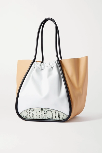 Shop Proenza Schouler Xl Ruched Paneled Leather Tote In White