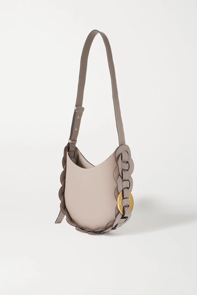 Shop Chloé Darryl Small Braided Smooth And Textured-leather Shoulder Bag In Gray