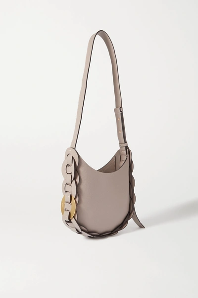 Shop Chloé Darryl Small Braided Smooth And Textured-leather Shoulder Bag In Gray