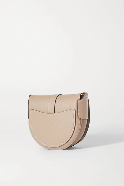 Shop Chloé Darryl Small Textured-leather Shoulder Bag In Gray