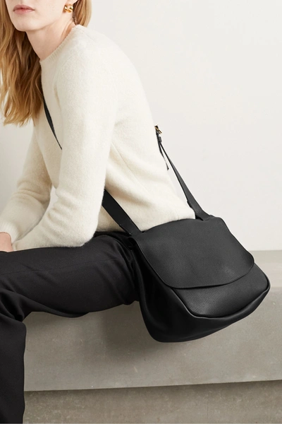 Shop The Row Mail Small Textured-leather Shoulder Bag In Black