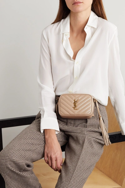 Lou Quilted Leather Belt Bag In Beige