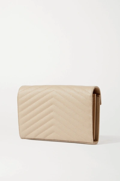 Shop Saint Laurent Envelope Quilted Textured-leather Shoulder Bag In Off-white