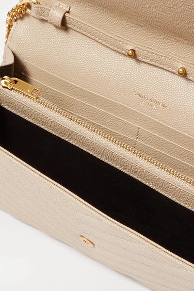 Shop Saint Laurent Envelope Quilted Textured-leather Shoulder Bag In Off-white