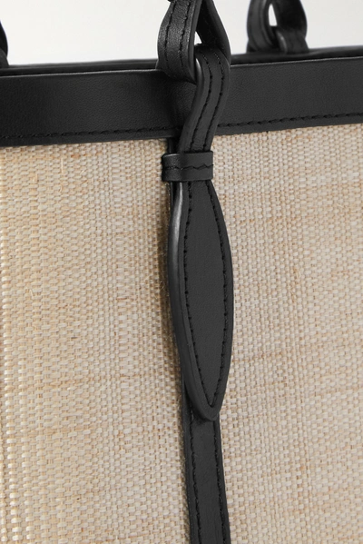 Shop Hunting Season The Basket Leather-trimmed Woven Fique Tote In Black