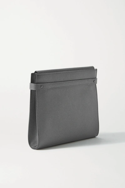 Shop Valextra Brera B-tracollina Textured-leather Shoulder Bag In Anthracite