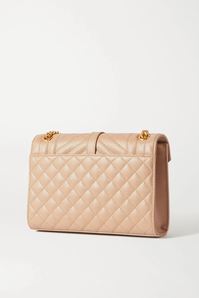 SAINT LAURENT Envelope medium quilted textured-leather shoulder bag