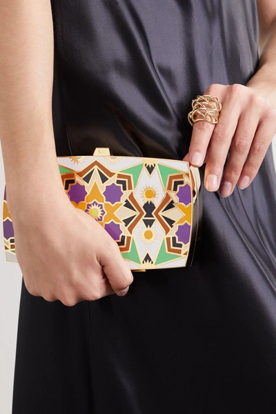 Shop 13bc Kaleidoscope Gold-tone And Enamel Clutch In White