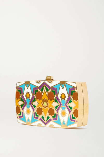 Shop 13bc Kaleidoscope Gold-tone And Enamel Clutch In White