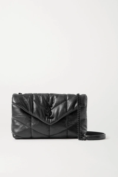 Shop Saint Laurent Loulou Puffer Toy Quilted Leather Shoulder Bag In Black