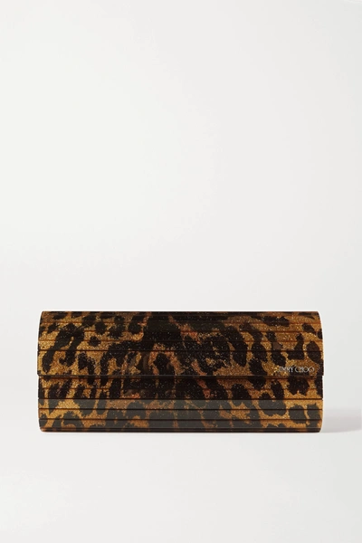 Shop Jimmy Choo Sweetie Leopard-print Glittered Acrylic Clutch In Leopard Print